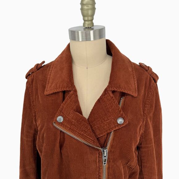 Blank NYC Corduroy Moto Jacket size Large Brown Crop Biker - Picture 9 of 16